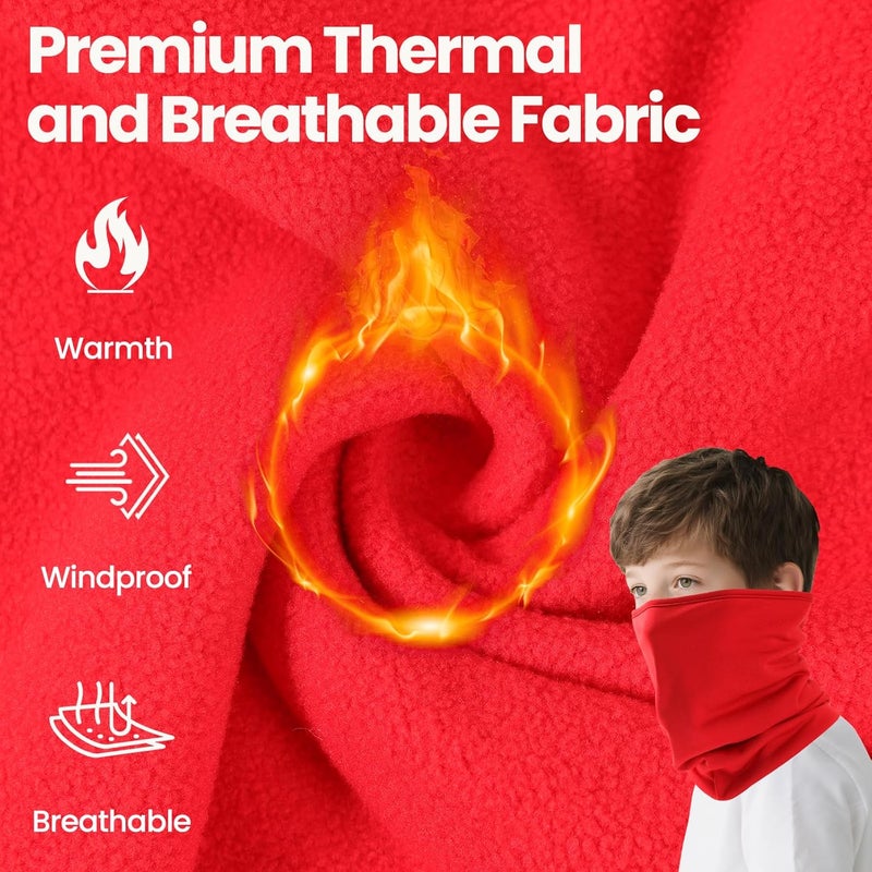 Beehow Store Kids Balaclava Ski Mask&Neck Gaiter Winter for Boys&Girls,Fleece Windproof Neck Warmer for Skiing Cycling Hiking - Image 5